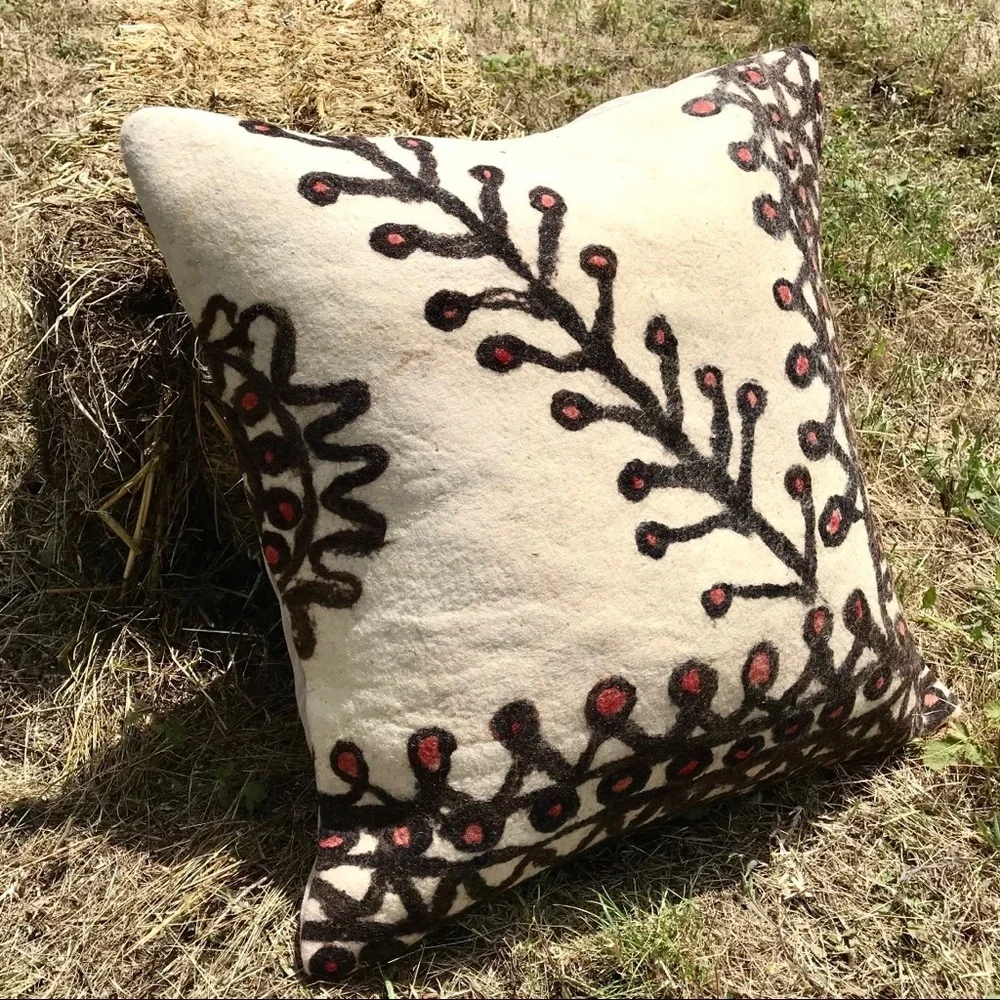 Handmade oversized painted felt Turkish Accent Pillow